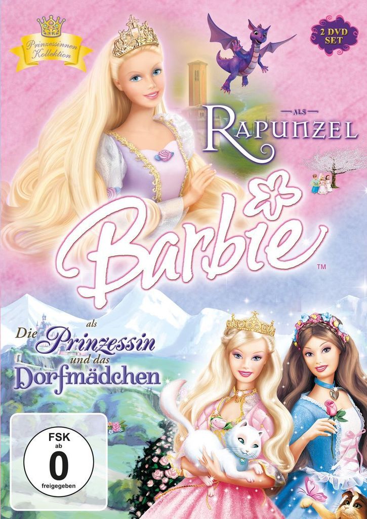 PLAION Barbie als die Prinzessin und das Dorfmädchen / Barbie als Rapunzel, Zeichentrickfilm/Cartoon, DVD, Deutsch, 168 min, Deutsch, Englisch, 02...