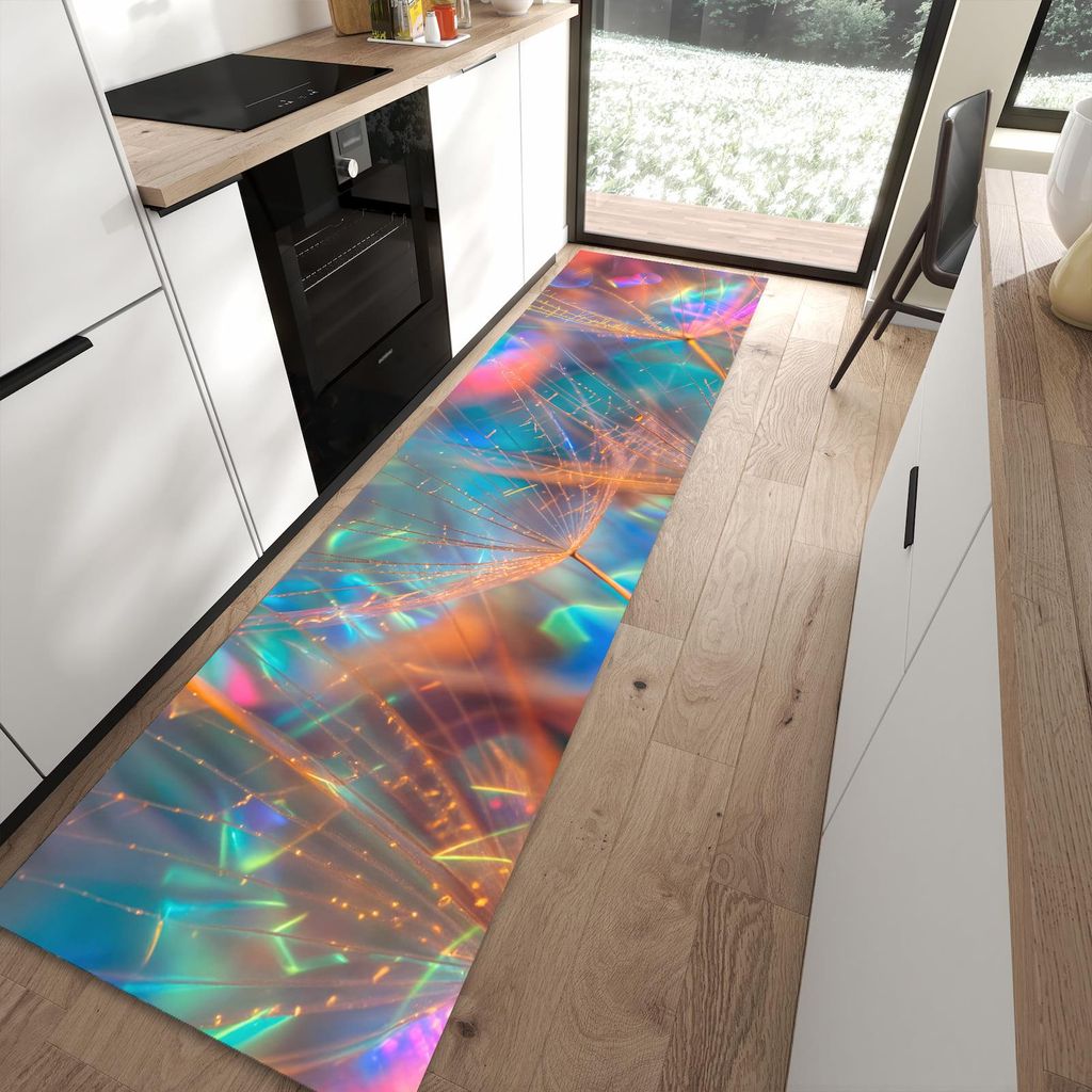 Küchenteppich 80x300cm rutschfest & abwischbar PVC Läufer - Schimmernde Natur