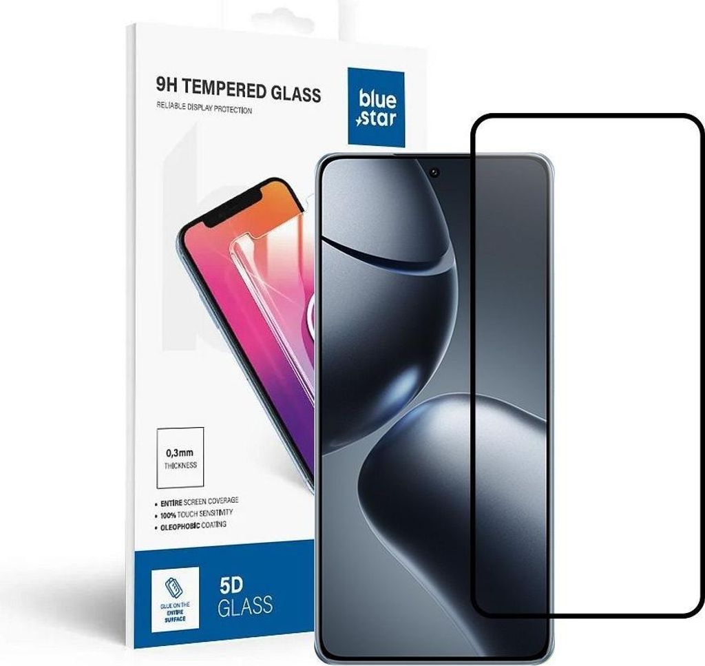 Vetro temperato per Xiaomi 14T PRO Blue Star 5D nero Immagine del prodotto 