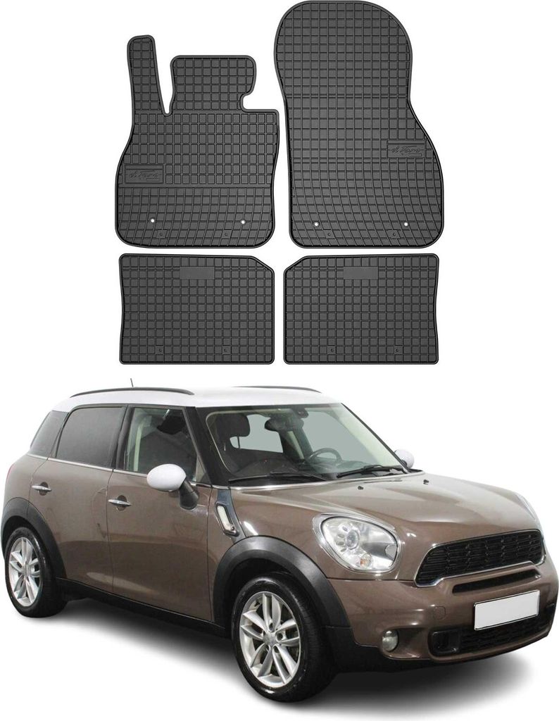 OMAC Gummi Fußmatten für Mini Countryman 2010-2016 Automatten Gummi Schwarz 4tlg