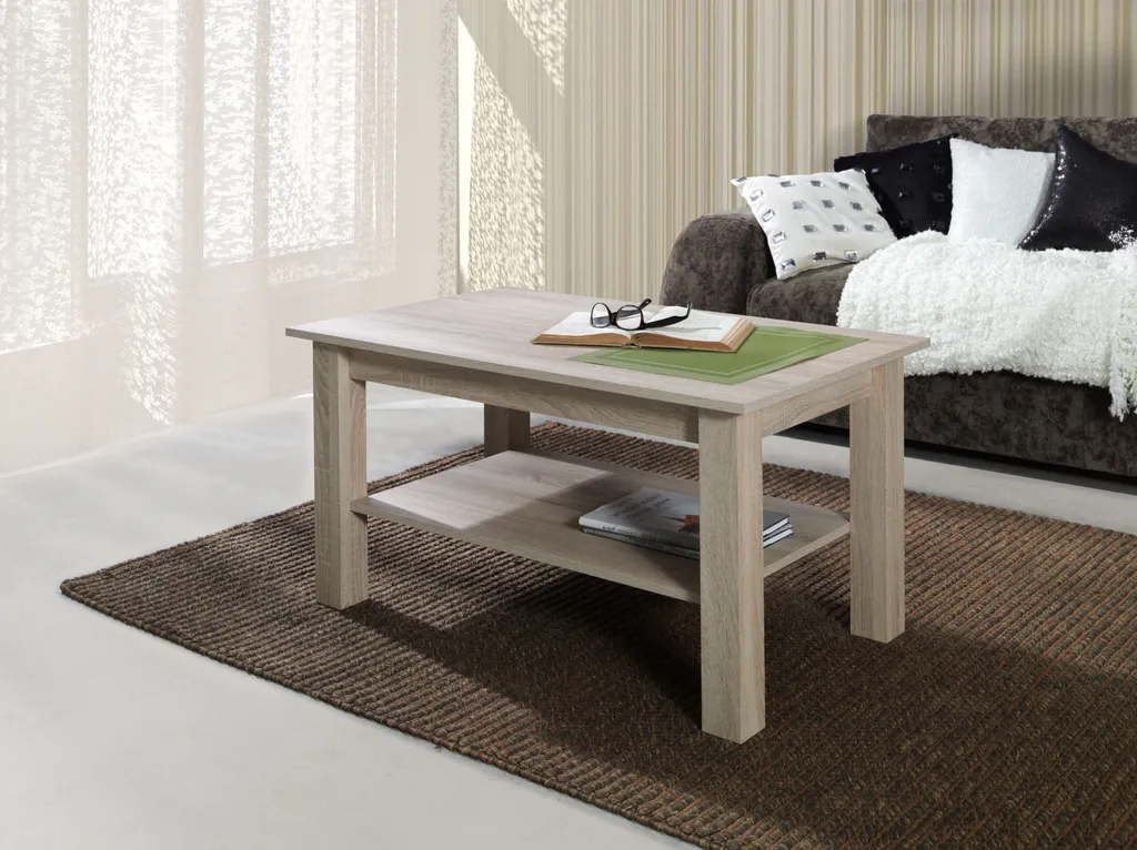 Table basse DASSEL 1 finition Chêne Sonoma avec tablette de dépôt - 2