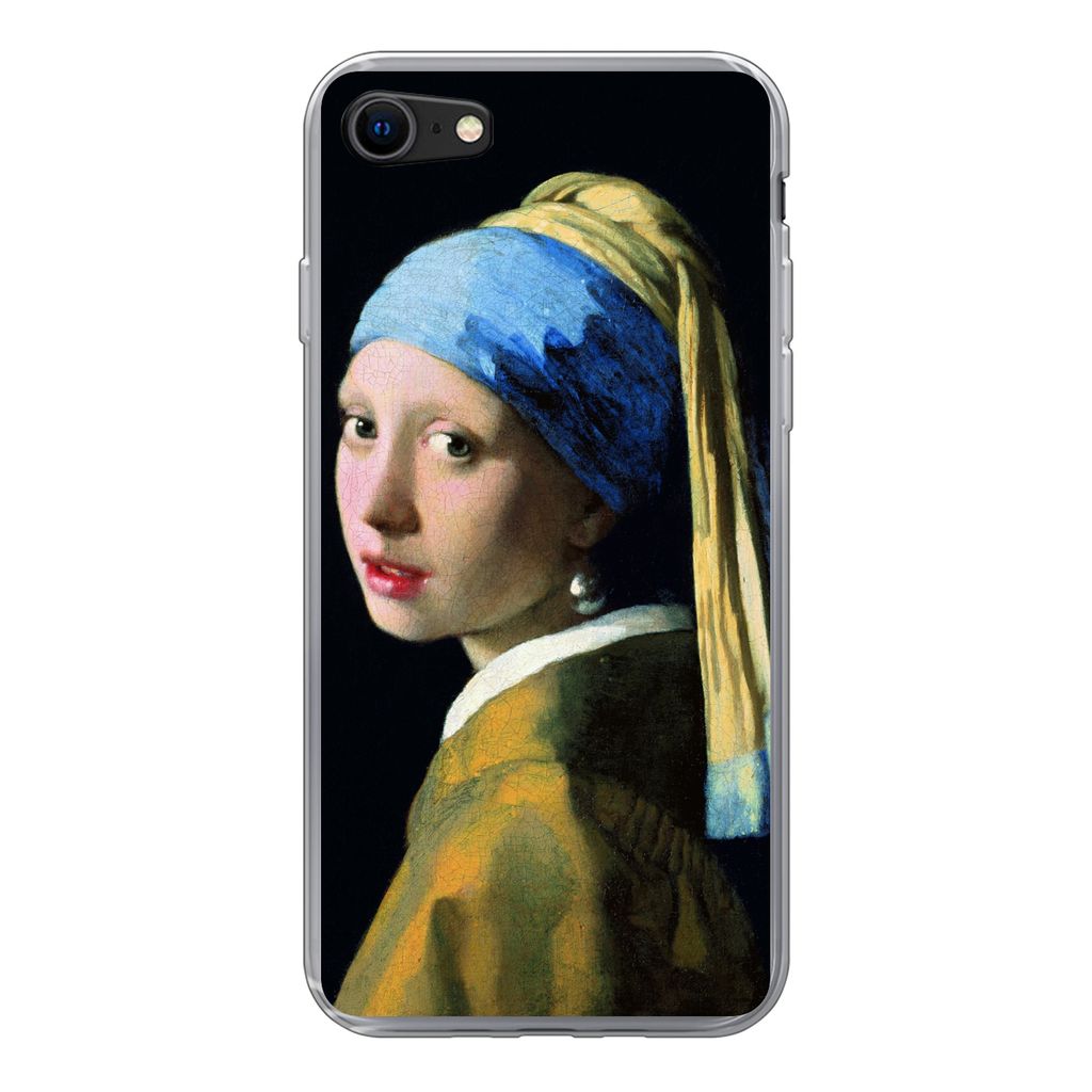 MuchoWow Handyhülle Schutzhülle Hülle für iPhone 7 Das Mädchen mit dem Perlenohrring - Johannes Vermeer Silikon Softcase Handy Hülle - Kart...