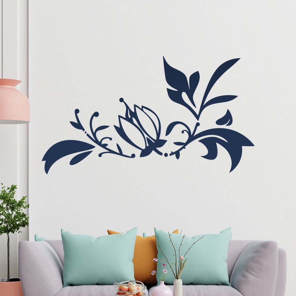 Blume - Ranken Wandtattoo in 6 Größen - Wandaufkleber Wall Sticker - Dekoration, Küche, Wohnzimmer, Schlafzimmer, Badezimmer