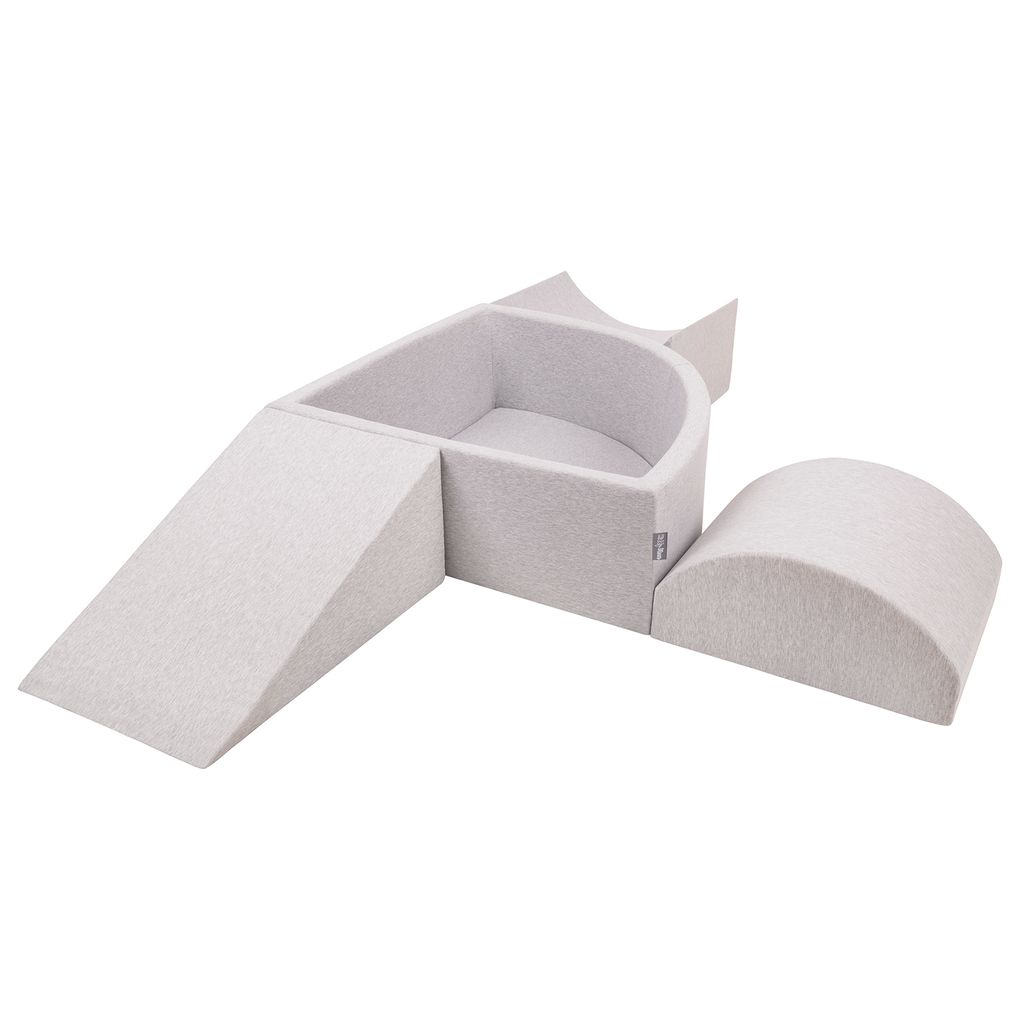 KiddyMoon Spielplatz Aus Schaumstoff Mit 300 Bälle 7cm Hindernisläufen Version 4 Viertel Eckig Bällebad Mit Bunten Bällen Für Babys Und Kinder