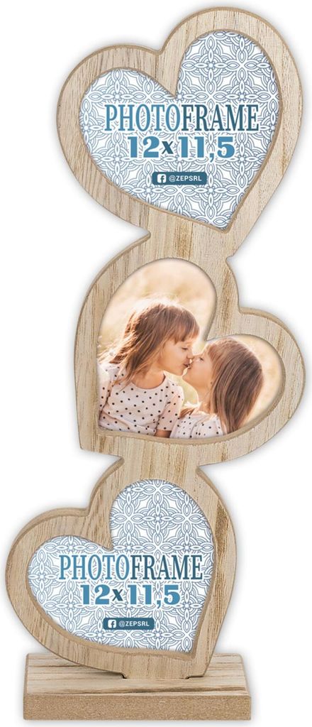 ZEP Frida 3x12x11,5 Holz Rahmen mit 3 Herzen RE333 Produktbild 