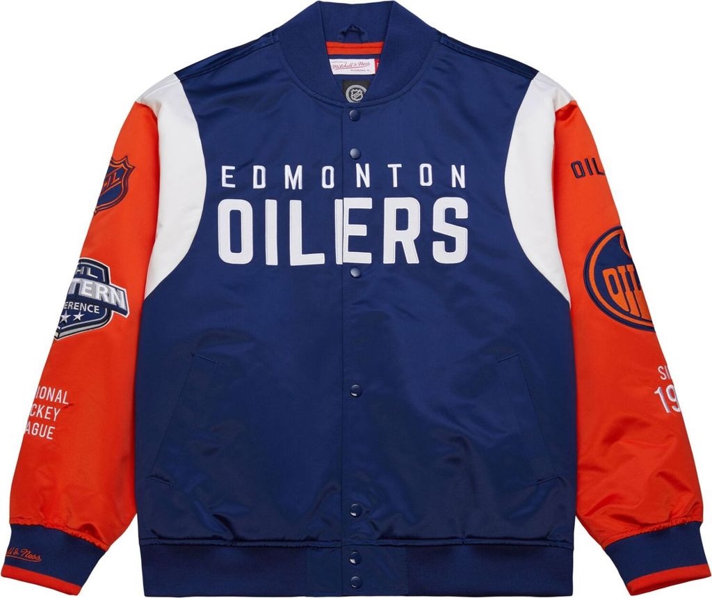 M&N Heavyweight Satin Jacket NHL Edmonton Oilers - S
