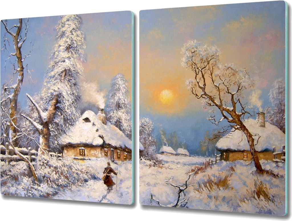Coloray Herdabdeckplatte 2x40x52 cm Schneidebrett Kochplattenabdeckung Küchenbrett Hackbrett - Die Dorfhütte Winter