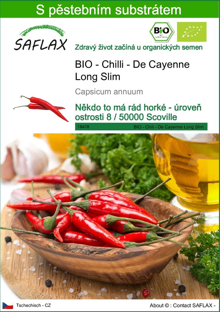 SAFLAX - BIO - Chilli - De Cayenne Long Slim - Capsicum Obrázek produktu 