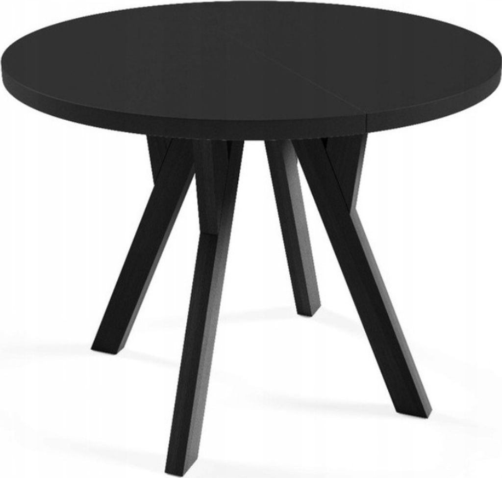 MTJMöbel Runder Ausziehtisch ORIO 80/160, Industriestil, Esstisch, Küchentisch, Rundtisch, Schwarz + Schwarz