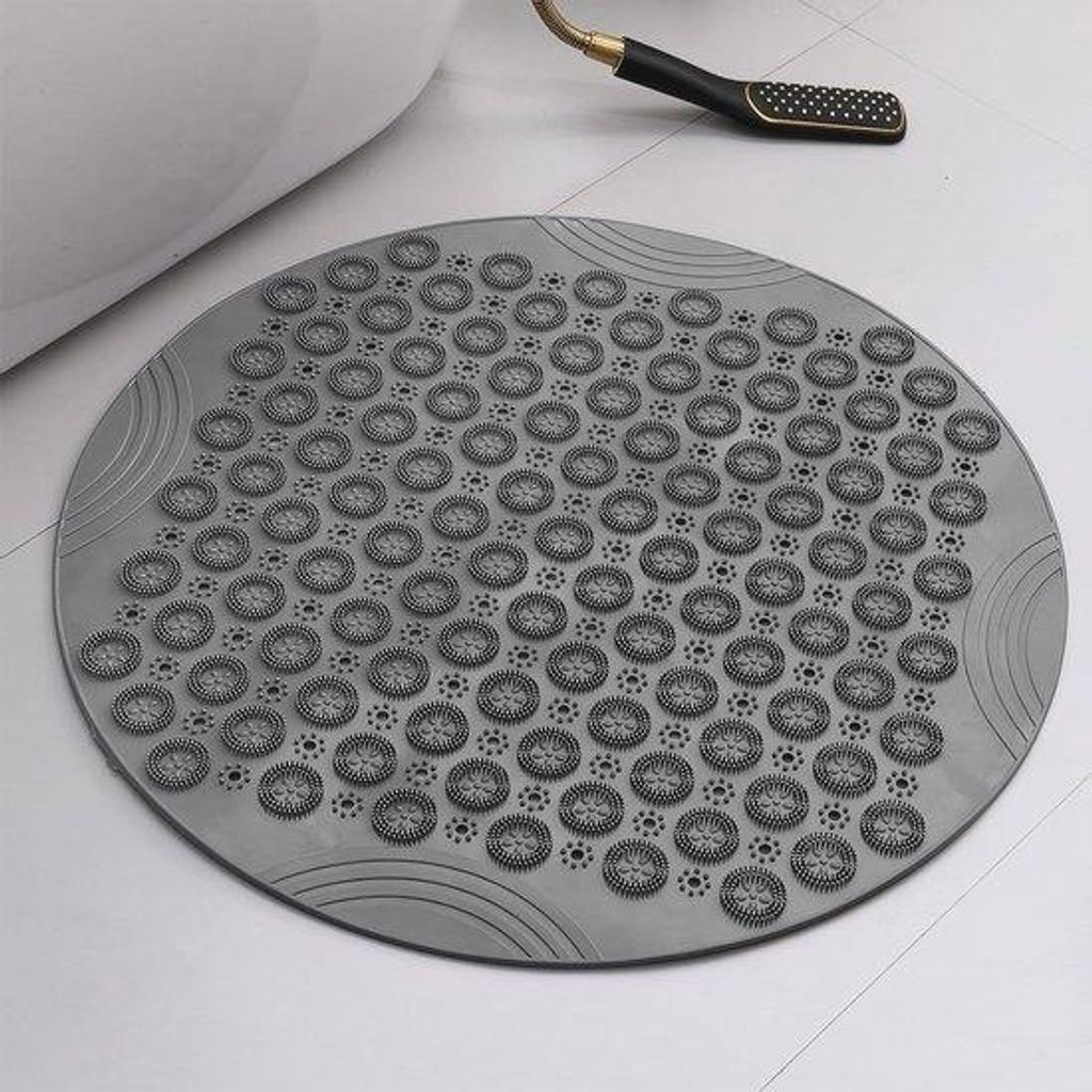 Antirutsch-Duschematte 55cm grau mit Saugglocken und Abflusslöchern