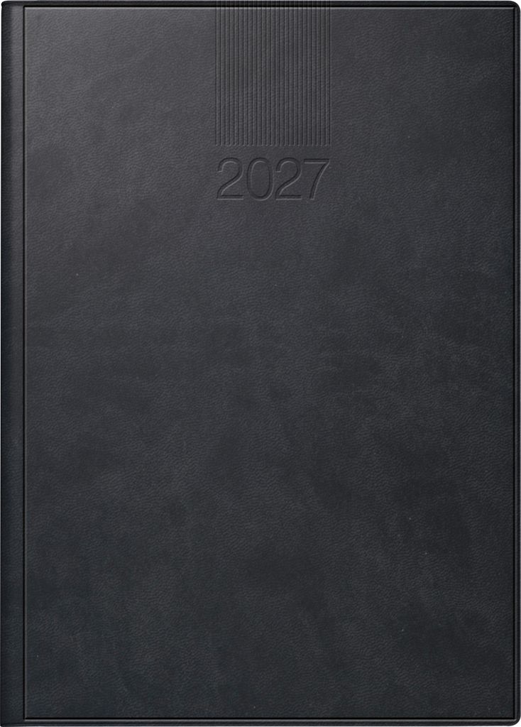rido Buchkalender 2027 - Modell ROMA 1 - A5 - 1 Tag auf 1 Seite - Kunstleder schwarz