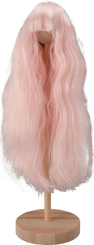 1/4 Puppenperücke für 7 bis 8 Zoll DIY Hochtemperatur Seidenkugelgelenk lang lockiges Haar mit Pony Sakura Pink