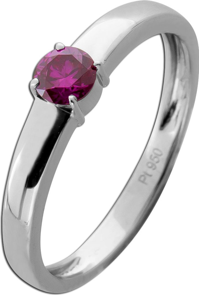 Diamantring Platin 950 pinker Brillant 0.25ct Verlobungsring 19