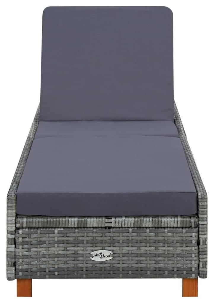 vidaXL Sonnenliege mit Auflage Poly Rattan Grau Produktbild 