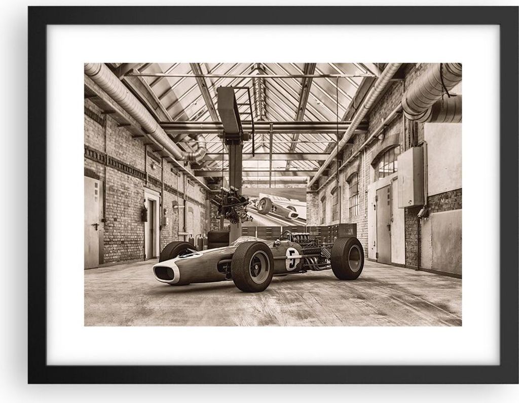 Gerahmtes Poster - Schwarzer Rahmen - Formel 1 Rennen Retro - 40x30 cm - Wand Bild - Wanddeko - Wandbilder - Kunstposter - Wandposter - Bilderrahme...