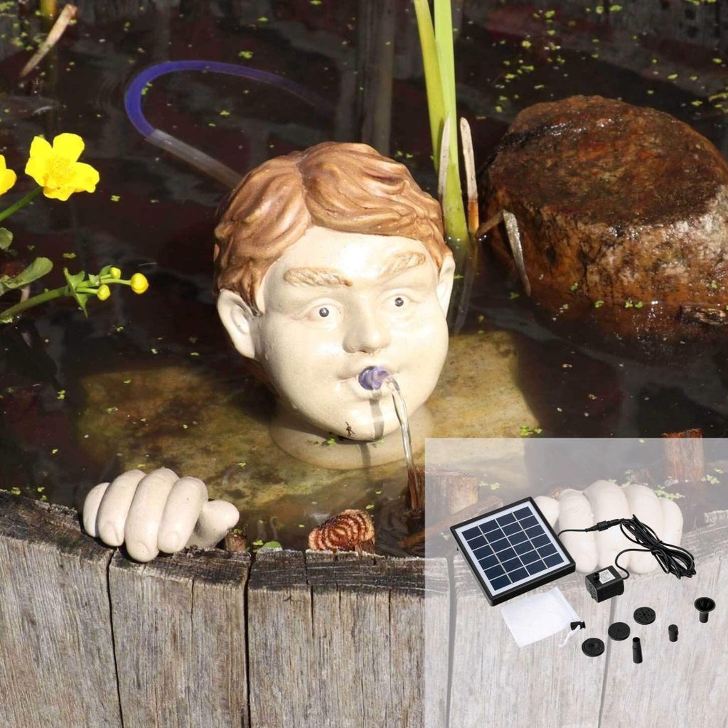 Solar Wasserspeier-Set „Kopf & Hände“ aus Keramik – Produktbild 