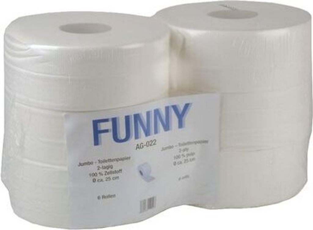 6x Jumbo Toilettenpapier Jumborollen 2-lagig 100% Zellstoff hochweiß