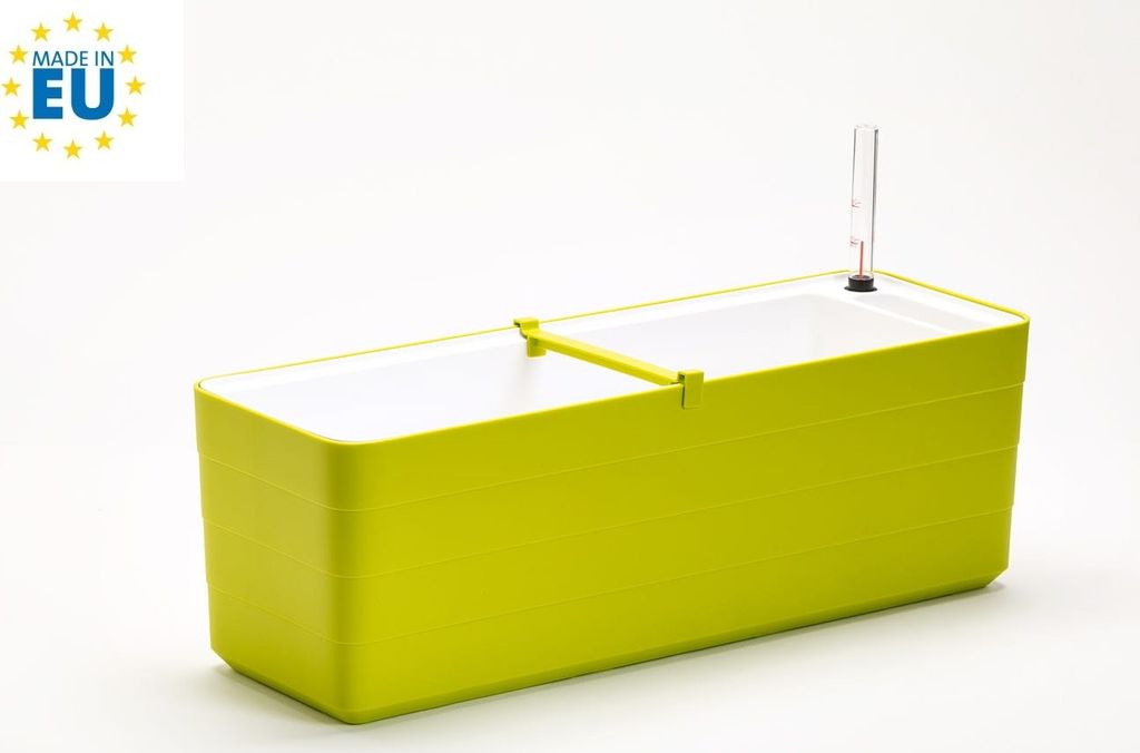 Berberis Blumenkasten Pflanzkasten mit Bewässerungssystem Selbstbewässerung 60cm und 80cm, Farbe:Hell-Grün + Weiss, Größe / Durchmesser:60 cm