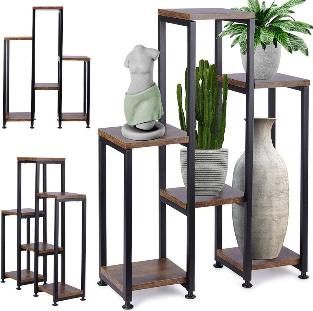 Vilde Blumenständer Blumentreppe Pflanzenständer Blumensäule Pflanzensäule Blumenregal aus Metall 6 Etagen 70 cm