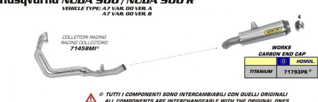 ARROW Rennsportkollektoren für Husqvarna Nuda 900 Nuda 900 R