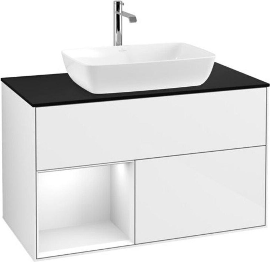 V&B Waschtischunterschrank Finion 100, Pl b m, Rg glo wh. Lac, glo wh. Lac