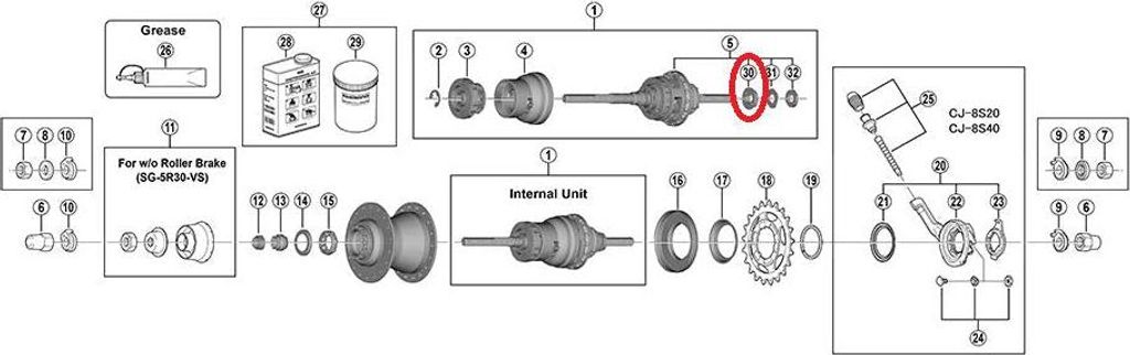 SHIMANO Sicherungsscheibe für SG-5R30 - zuverlässige Nabensicherung, neueste ...