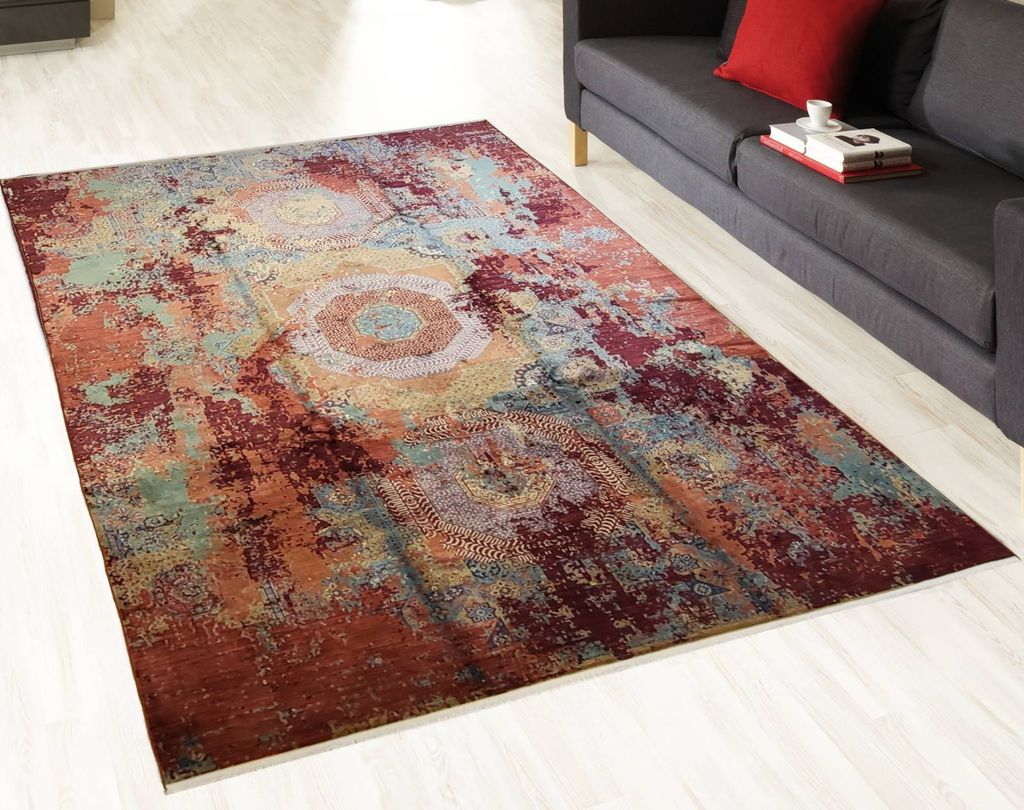 Teppich ARYANA | Farbe: Rot-Beige; Größe: 200x290 cm | strapazierfähig und leicht zu reinigen | Wohnzimmer | Schlafzimmer