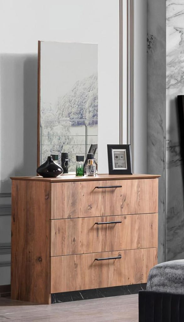 Schlafzimmer Luxus Kommoden mit Spiegel Weiß Moderne Möbel stilvolles 2tlg