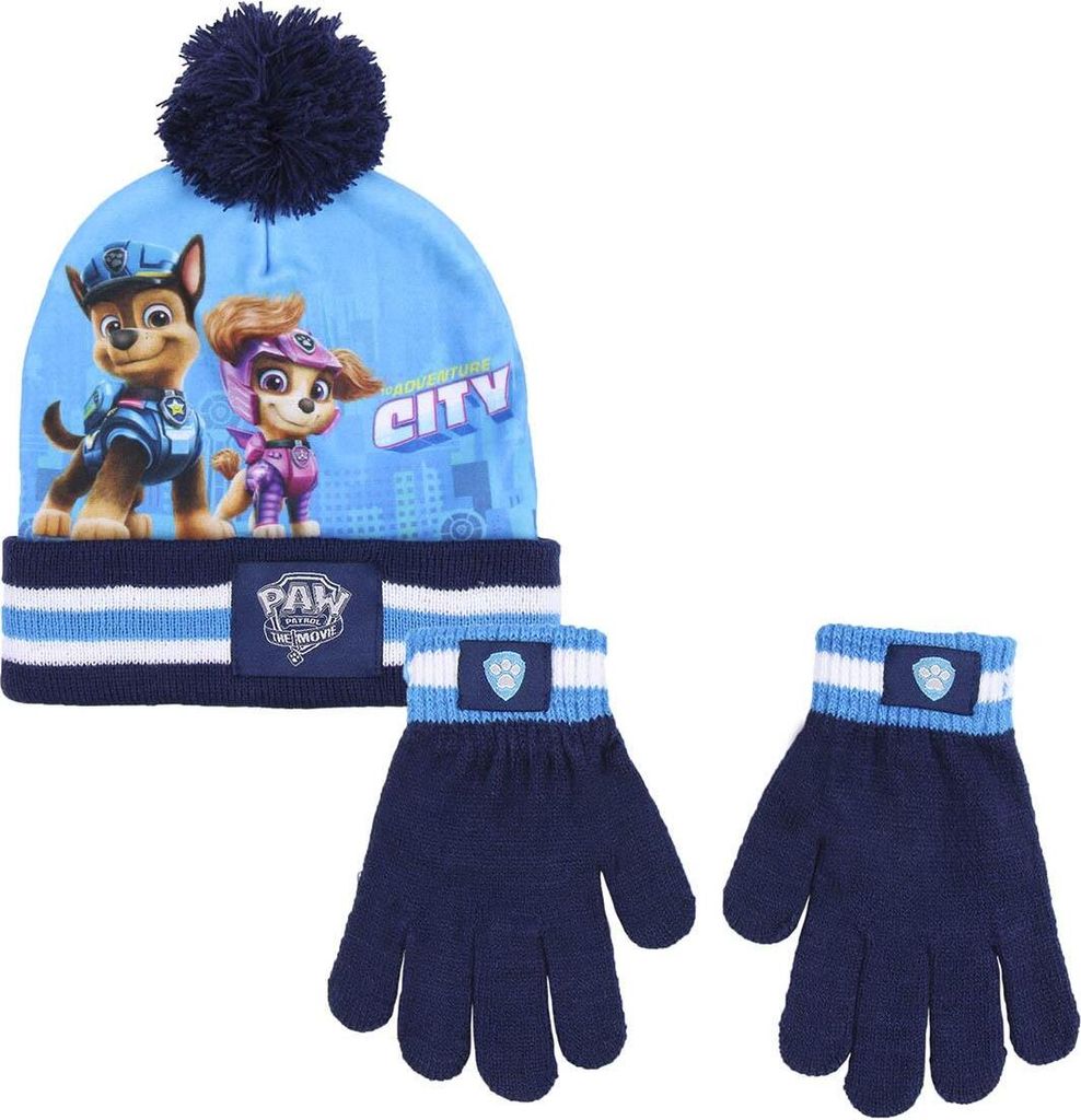 Paw Patrol Mütze mit Bommel und Handschuhen Set
