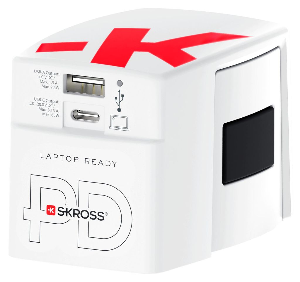 Skross World USB Charger A/C 65PD mit USB-C Kabel, Weltweit Produktbild 