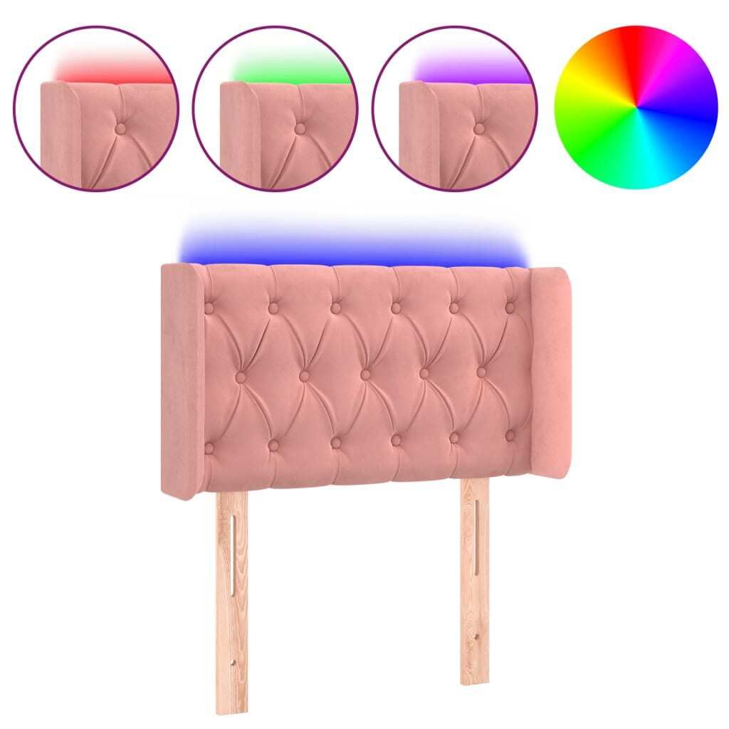 vidaXL LED Kopfteil Rosa 83x16x78/88 cm Samt