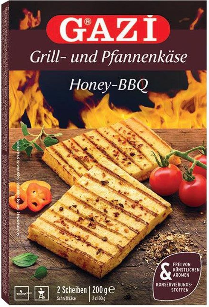 Gazi Grill- und Pfannenkäse Honey-BBQ 9x 200g 45% Fett i.Tr. Schnitt-Käse würzig