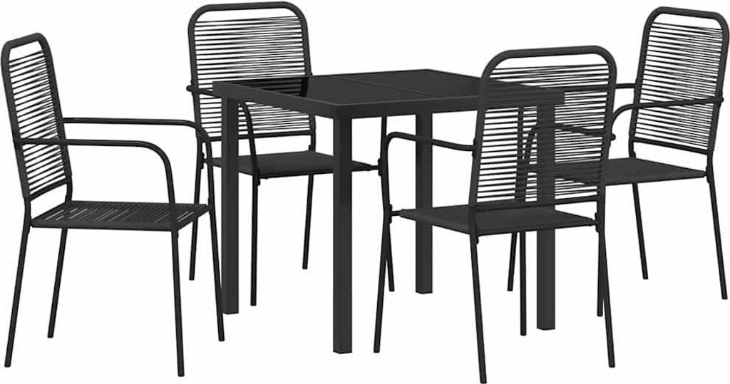 vidaXL Garten Essgruppe 5 pcs Schwarz Pulverbeschichteter Stahl