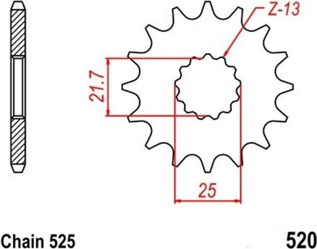 Ritzel 16Z Teilung 525 für Cagiva Hyosung Kawasaki Suzuki Triumph Yamaha