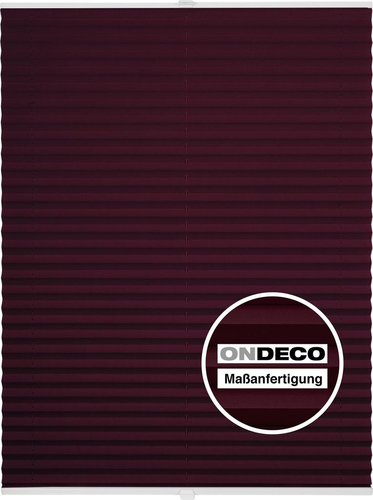 Plissee auf Maß Klemmfix ohne Bohren Farbe: Weinrot, Größe: B): 81-90 cm, H): 101-150 cm