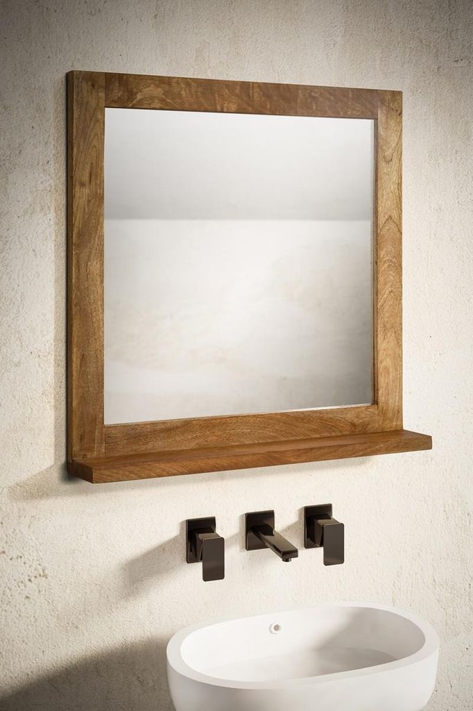 Spiegel mit Ablage 70x70cm 'Swing' Mango