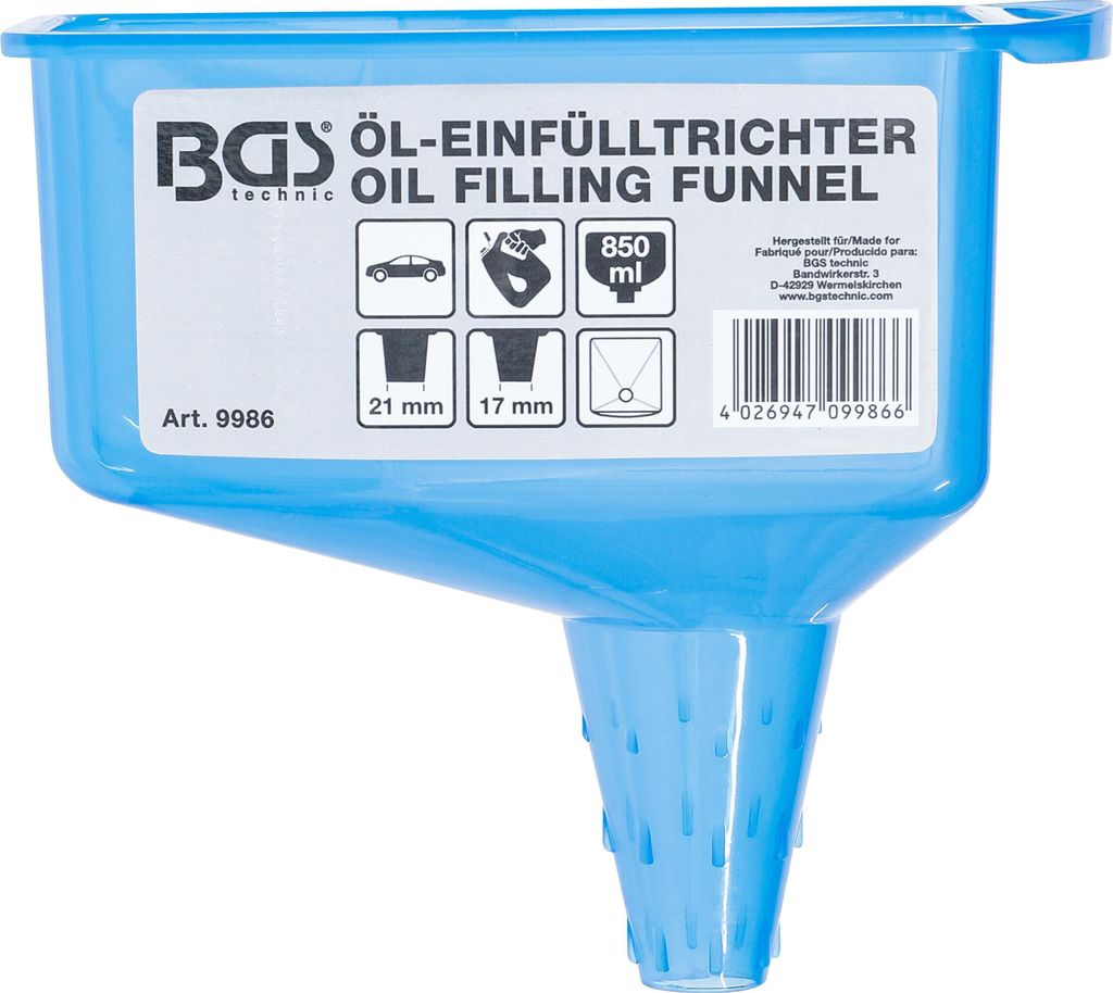 BGS 9986: Olievulfunnel, reservoir van 850 ml Productafbeelding 