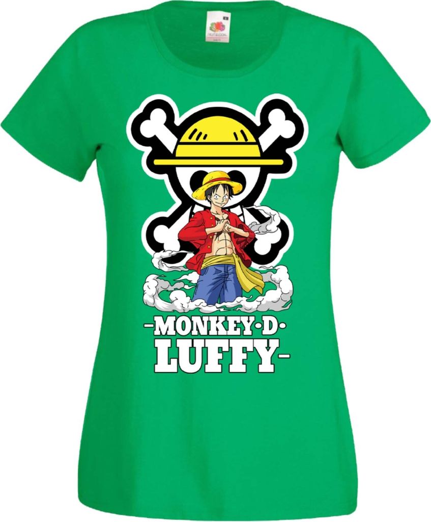 Damen T-Shirt Manga Anime One Manga Piece Anime 07 Monkey Straw, Lady S / Grün