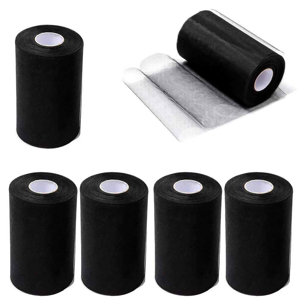 22,8 m x 15 cm Tüllstoff, 25 Yards, schwarze Tüllrolle, Meterware in Schwarz, hochwertiger Organza für DIY-Projekte