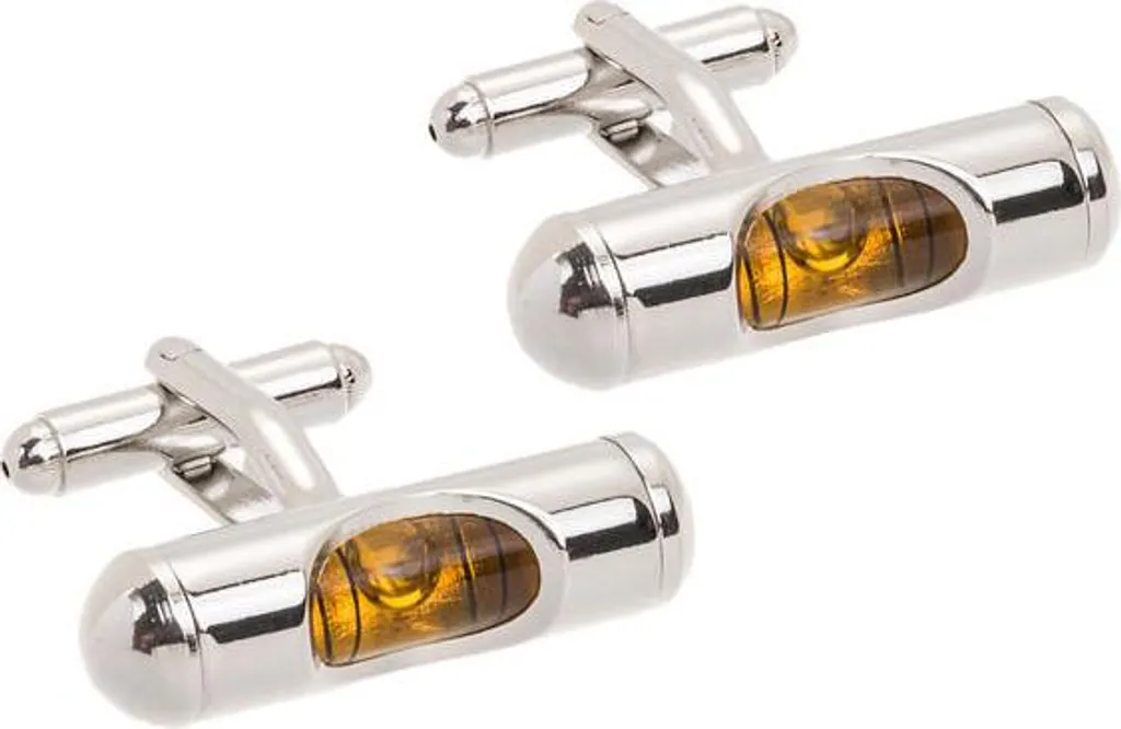 Boutons de manchette niveau à bulle orange originaux pour homme - Zinc