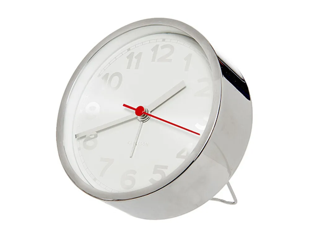Petit réveil analogique rond 10cm Karlsson blanc au style contemporain chic