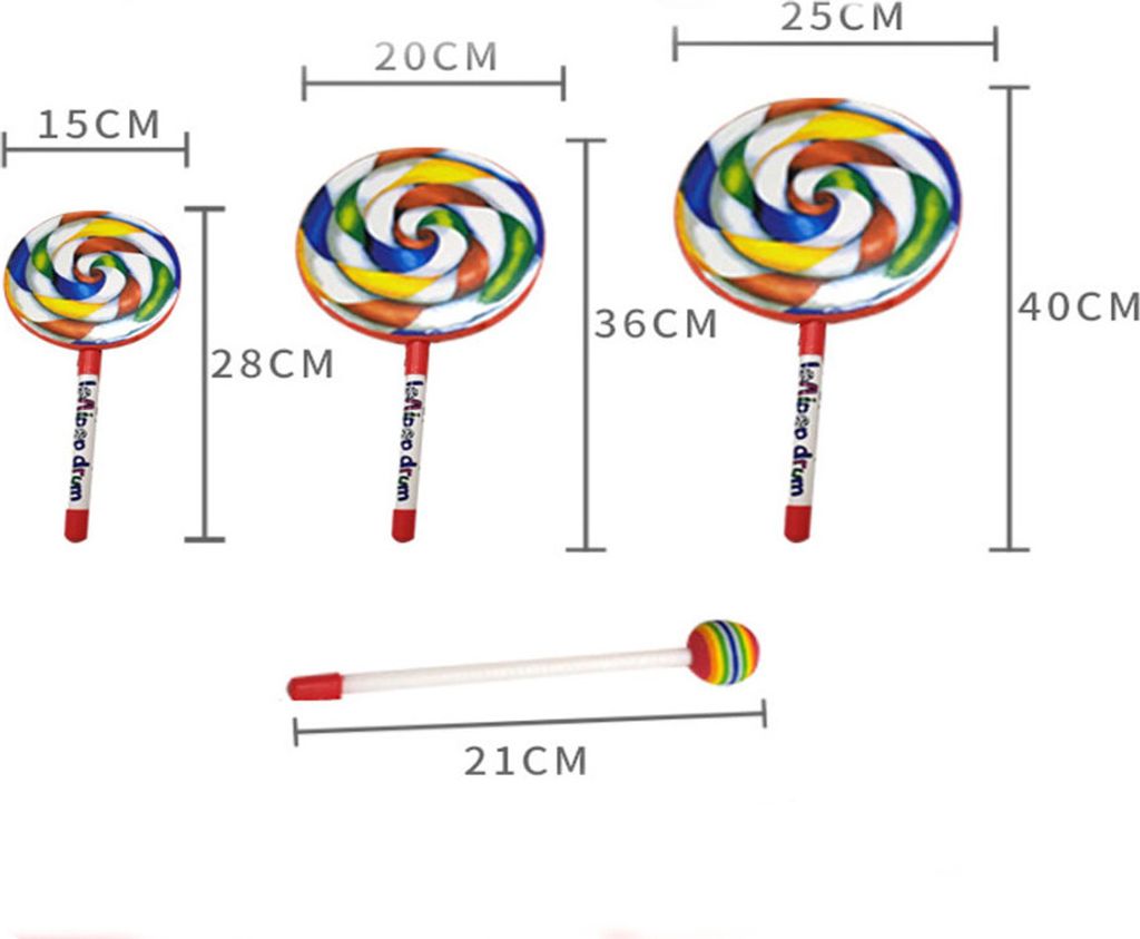 Tamburo Lecca-lecca Arcobaleno Per Bambini – 25 Cm, Con Mazzuolo, Strumento A Percussione Per 4-6 Anni