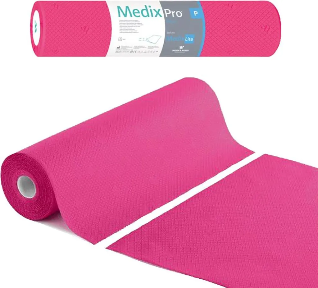 Drap d'examen jetable en rouleau MedixPro 60cm x 50cm coloris fuchsia
