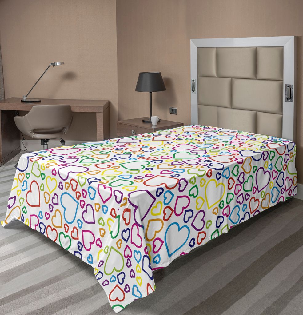 ABAKUHAUS Liebe Bettlaken, Zuneigung Doodle Style Pleasure Stilisiert Blüht Curls Classics Pop Artwork Druck, weiches bequemes oberes Bettlaken f...