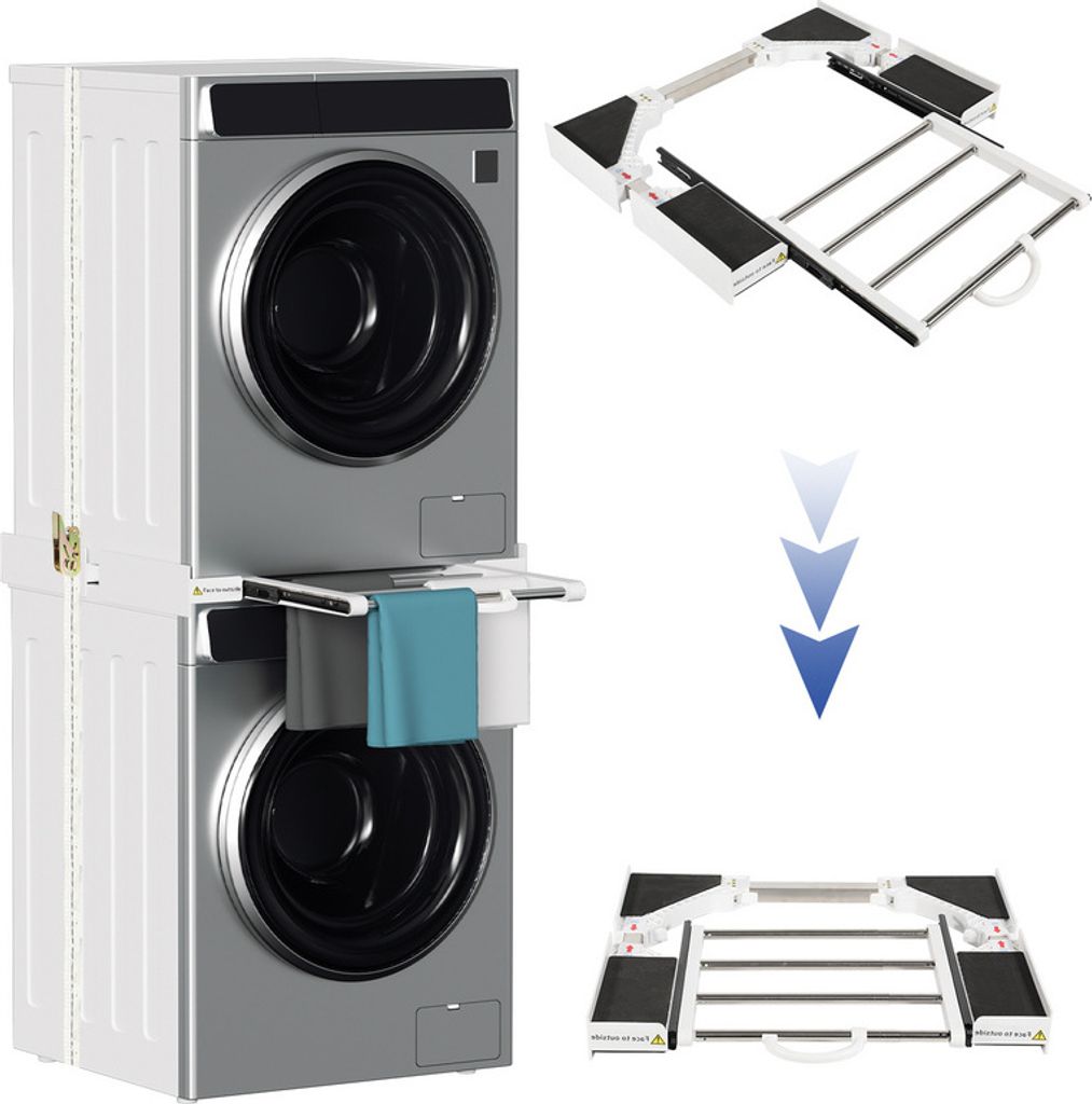 TolleTour Verbindungsrahmen Zwischenbausatz Trockner Ausziehbar Waschmaschine stabil