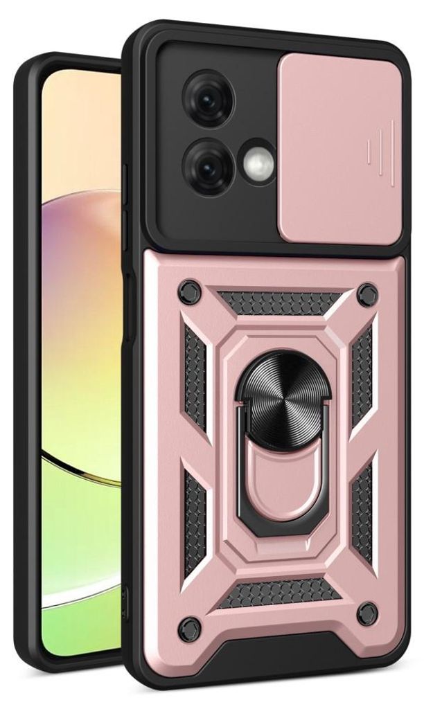 Motorola Moto G84 Hülle - Coverup Armor Ring Ständer Back Cover mit Kamera Schutz - Roségold