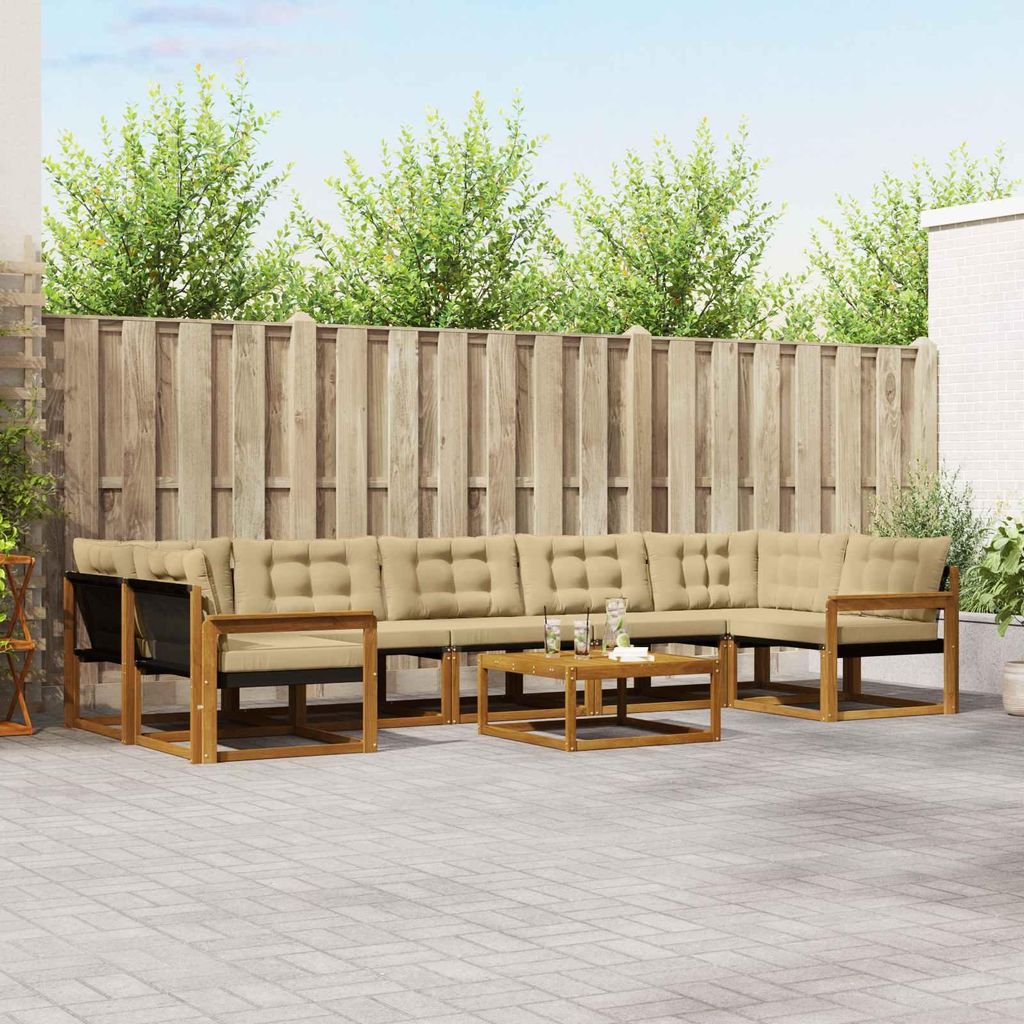 "im Sonderangebot"Outdoor-Sofagarnitur - CLORIS - Balkonmöbe/Sitzgruppe - mit Kissen 8 pcs - Moderne Design - Natur und Beige - Gartensofas Promot...