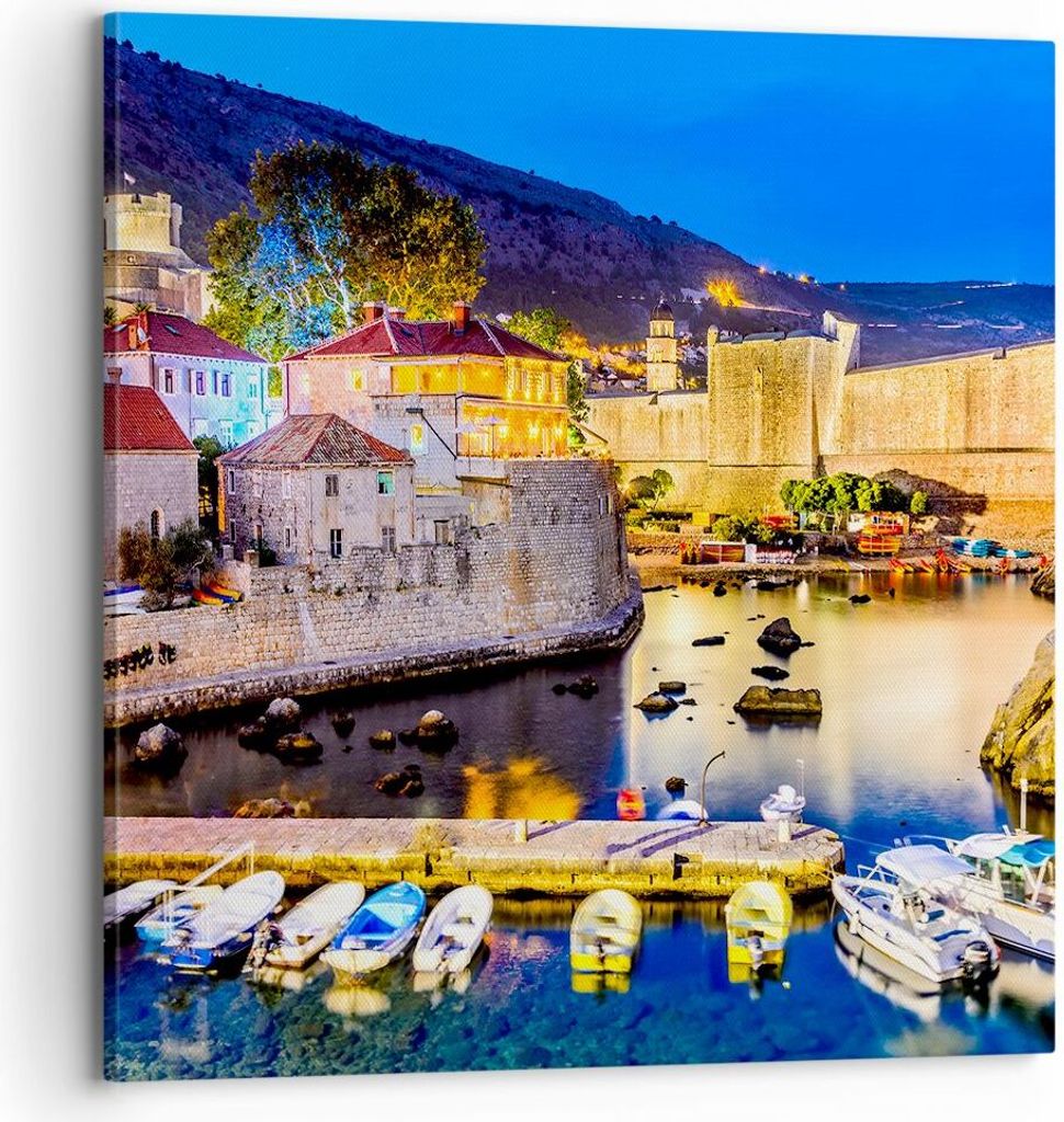 Bild auf Leinwand - Leinwandbild - Kroatien Dubrovnik Altstadt Festung - 70x70cm - Wand Bild - Wanddeko - Leinwanddruck - Bilder - Kunstdruck - Lei...