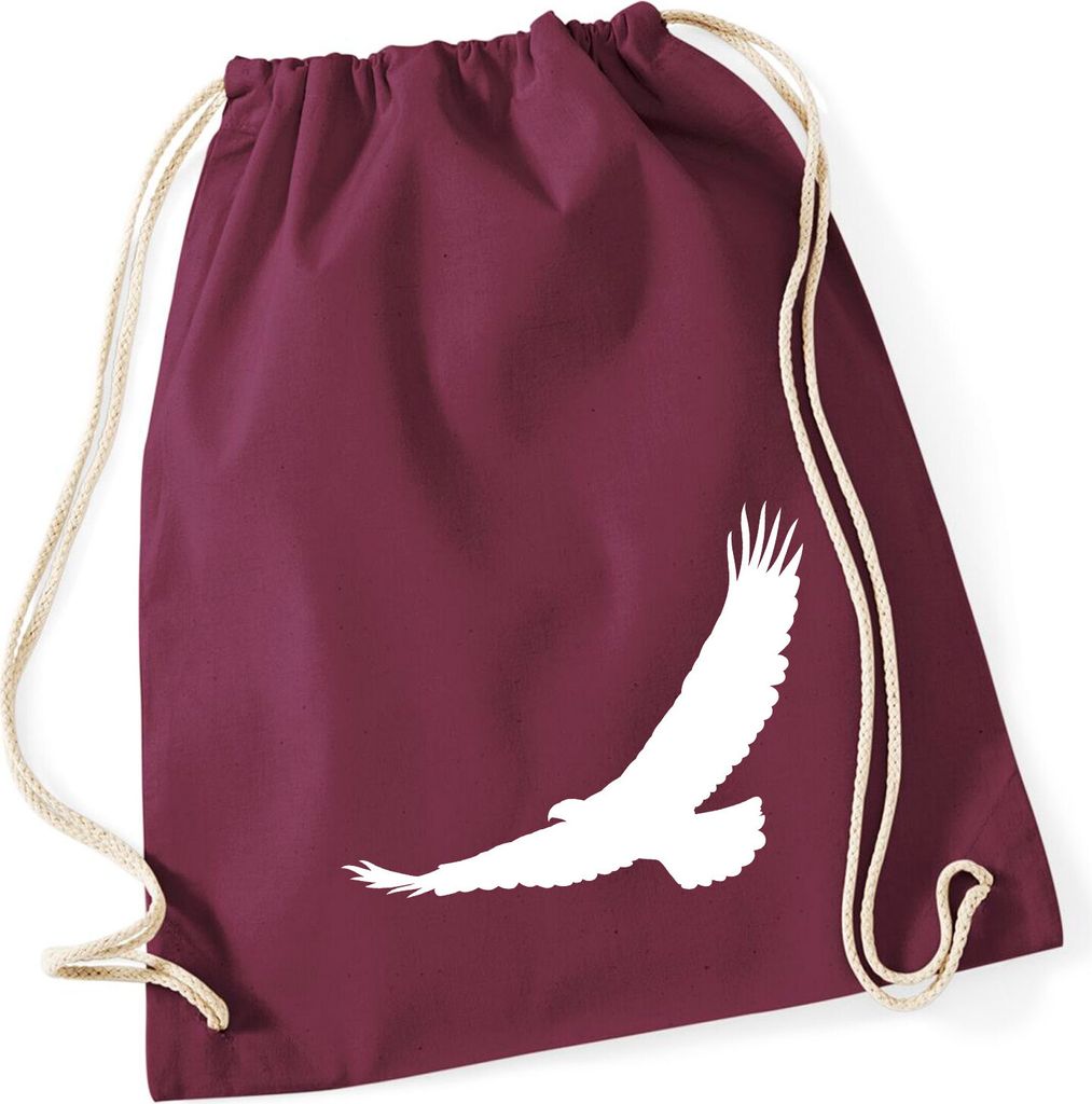 Huuraa Turnbeutel Eagle Silhouette Adler 12 Liter Burgundy Baumwolle Rucksack Geschenkidee