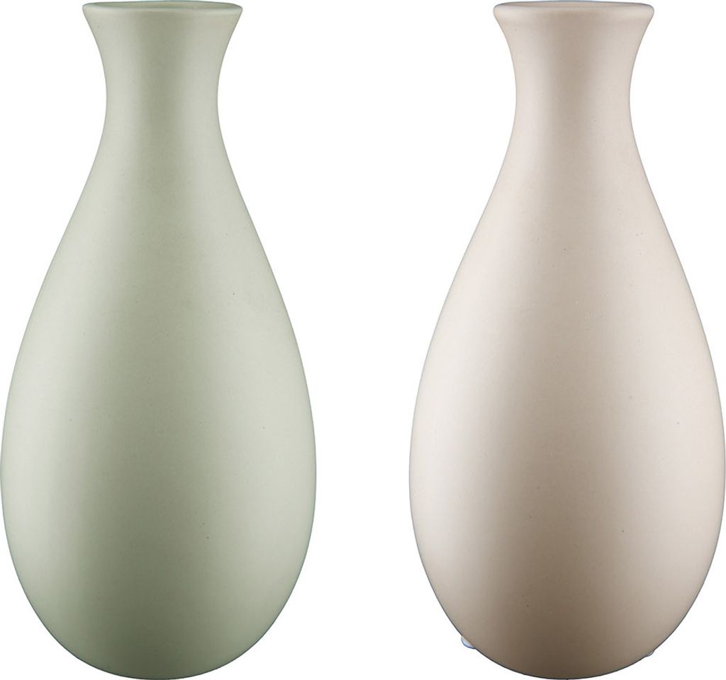 Gilde Flaschenvase, "Opaco", Keramik, beige, grau, grün, H. 20.5 cm, D. 10.5 cm 32661 4063387326619 2 Stück (2-fach sortiert)